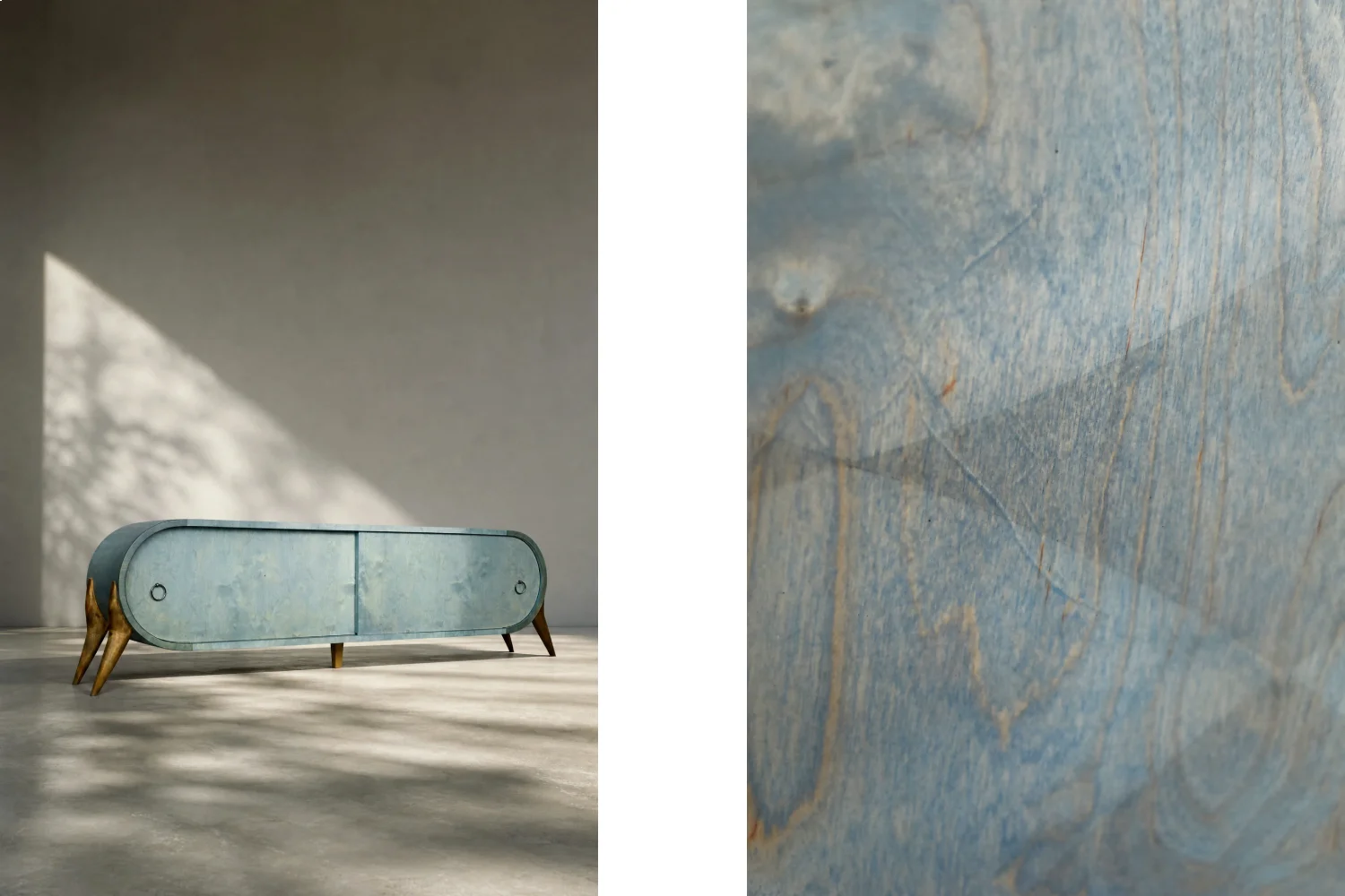 Rounded turquoise sideboard, Italy, 1960s