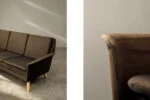 Three-seater brown sofa, designed by Folke Ohlsson, Fritz Hansen, Denmark, 1960s