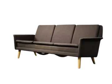 Three-seater brown sofa, designed by Folke Ohlsson, Fritz Hansen, Denmark, 1960s