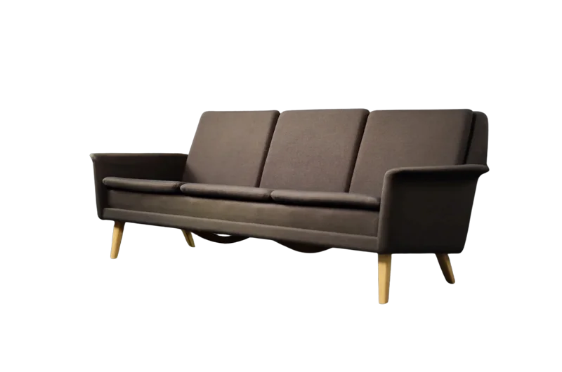 Three-seater brown sofa, designed by Folke Ohlsson, Fritz Hansen, Denmark, 1960s