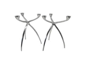 2 aluminium Space Age candleholders, 1960s