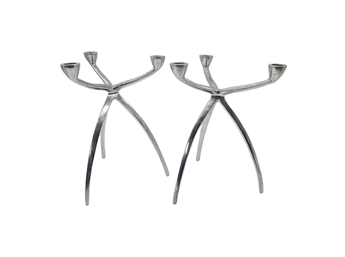 2 aluminium Space Age candleholders, 1960s