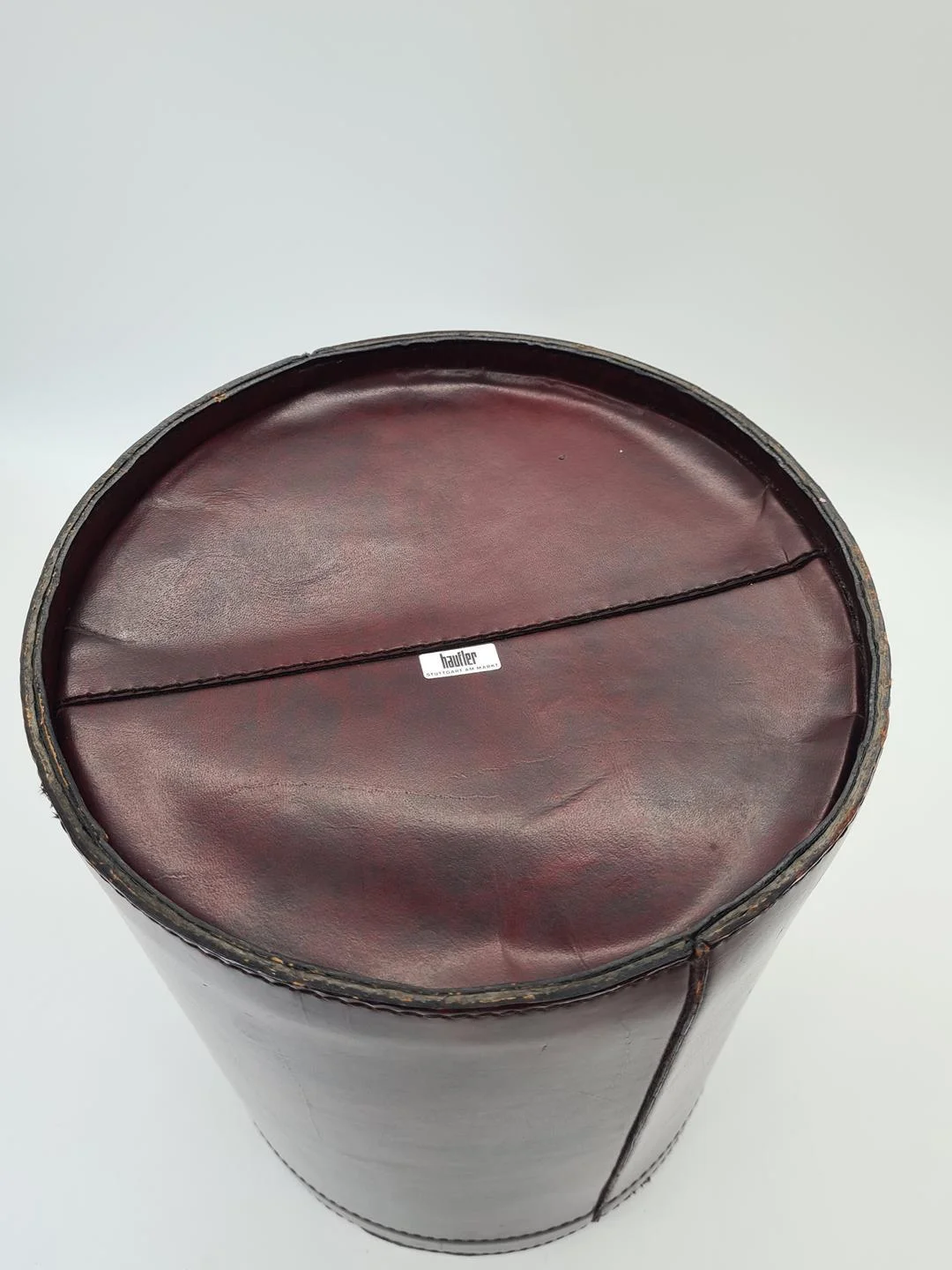 Leather wastepaper bin by Hauler, Germany, 1970s