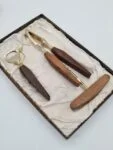 Bar Set with Wooden Handles, Echt Vergoldet, Germany, 1960s
