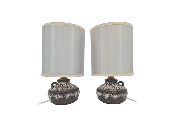 Ceramiczne lampy stołowe vintage, Fat Lava, Niemcy, lata 70