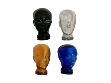 Display heads made of coloured glass, 1970s