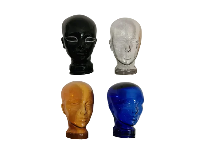 Display heads made of coloured glass, 1970s