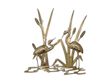 Brass wall decoration “Herons in the Reeds”, Germany, 1970s