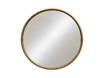 Round Hollywood Regency wall mirror in a brass frame, 1970s
