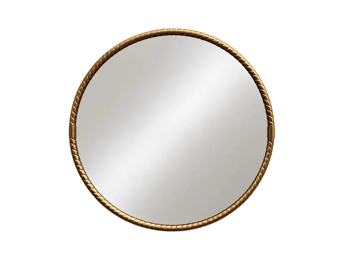 Round Hollywood Regency wall mirror in a brass frame, 1970s