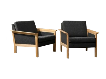 Pair of Oak Lounge Chairs, Denmark, 1960s