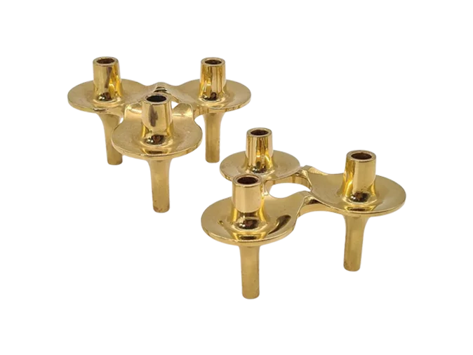 Orion modular brass candle holders, BMF, Denmark, 1970s