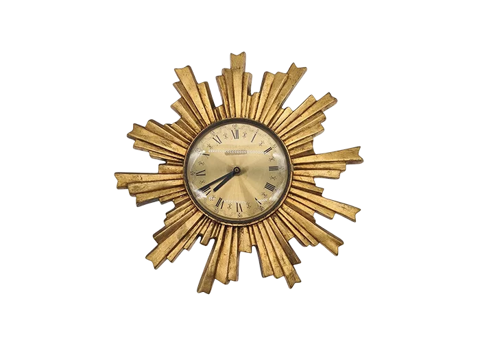 Sunburst wall clock, by Electrica, Germany, 1960s