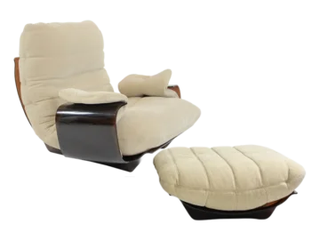 Marsala Armchair and Footstool Designed by Michel Ducaroy for Ligne Roset, France, 1970s