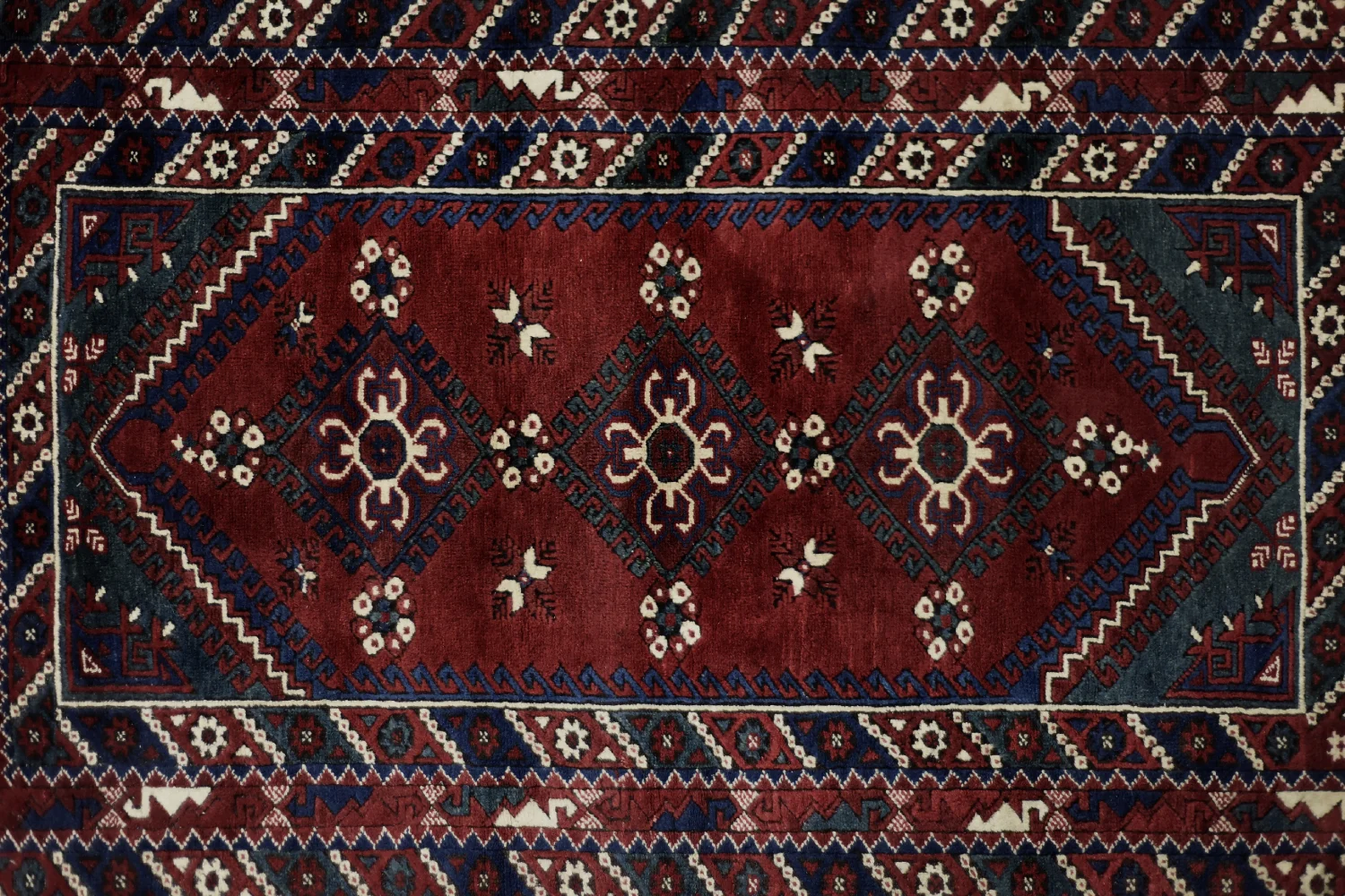 Vintage Afghan oriental rug, Afghanistan, 1970s
