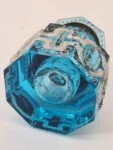 Art Deco Inkwell in Faceted Blue Glass, France, 1920s