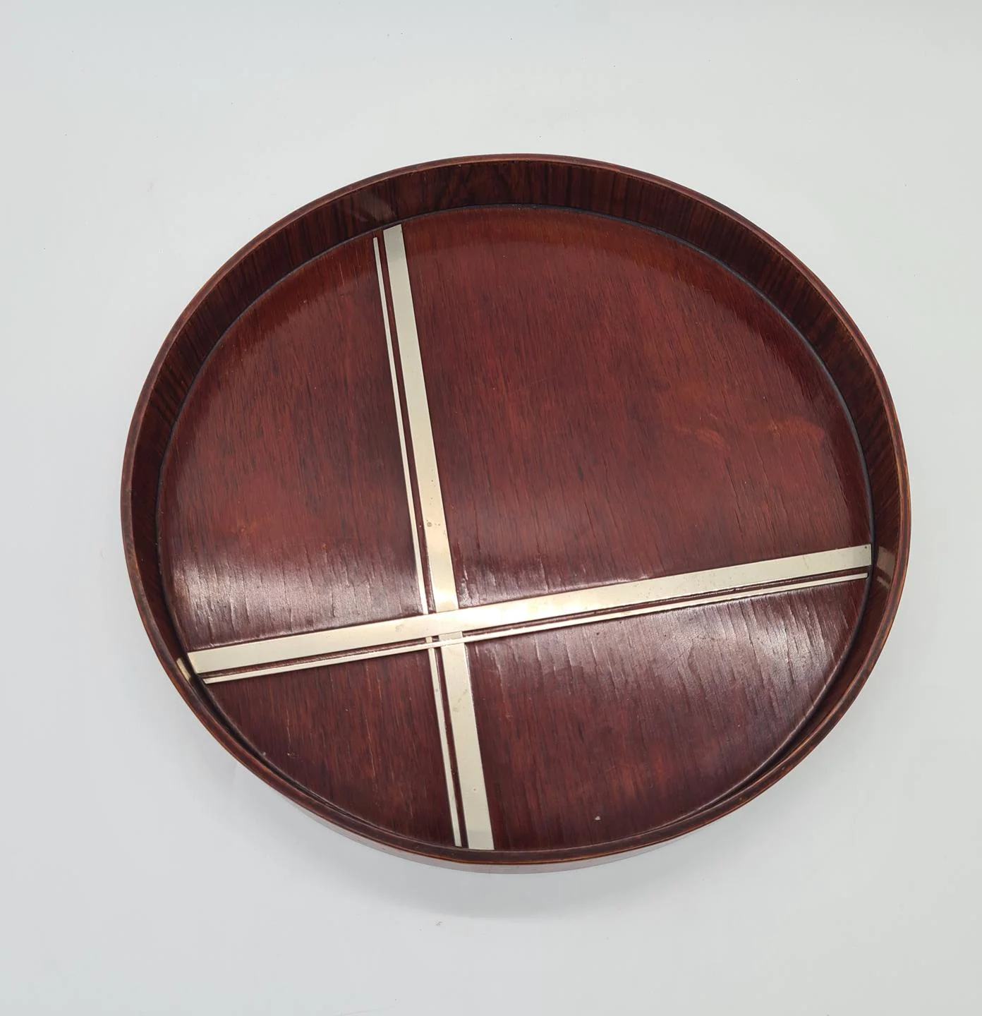 Round Art Deco Veneer Tray, 1930s