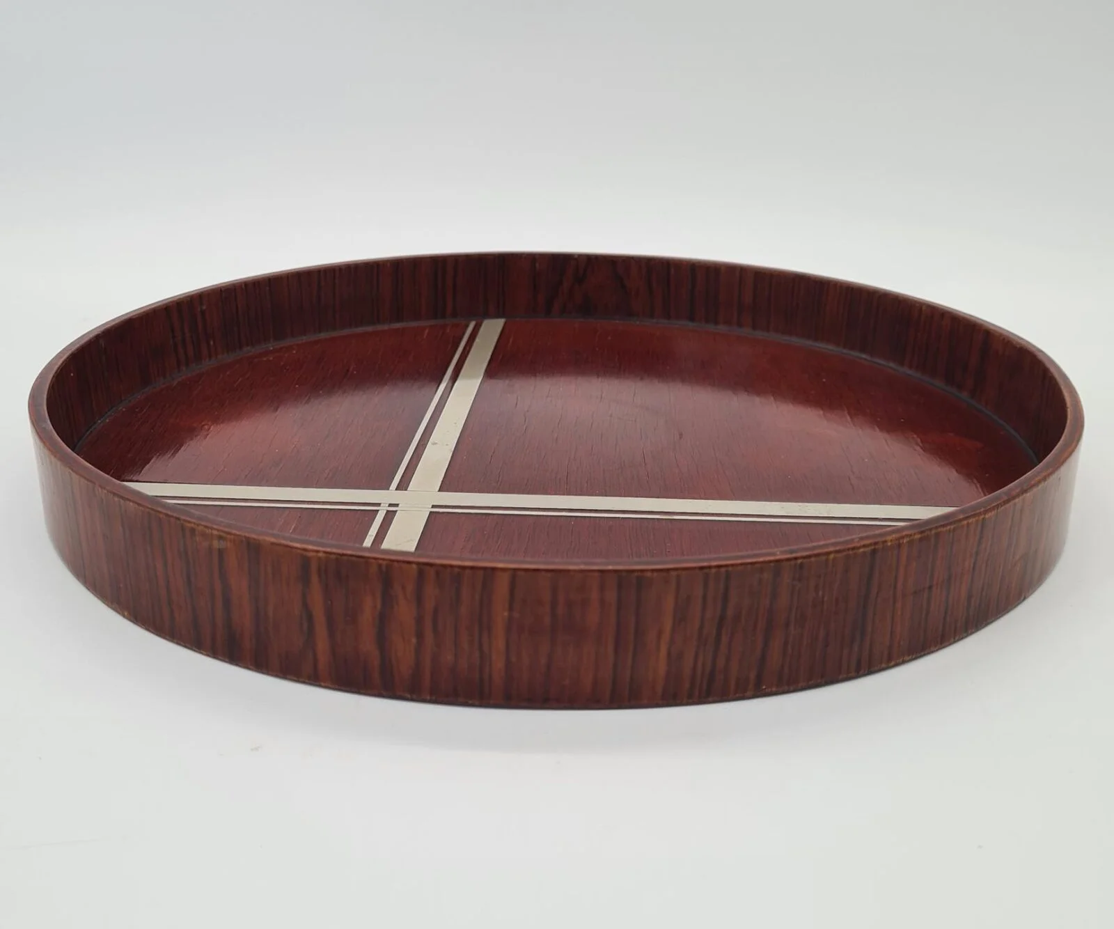 Round Art Deco Veneer Tray, 1930s