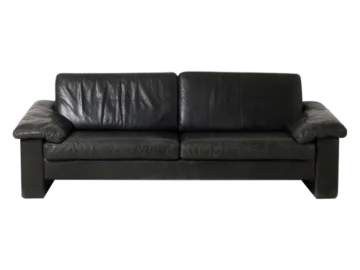Czarna skórzana sofa Conseta, Cor, Niemcy, lata 70