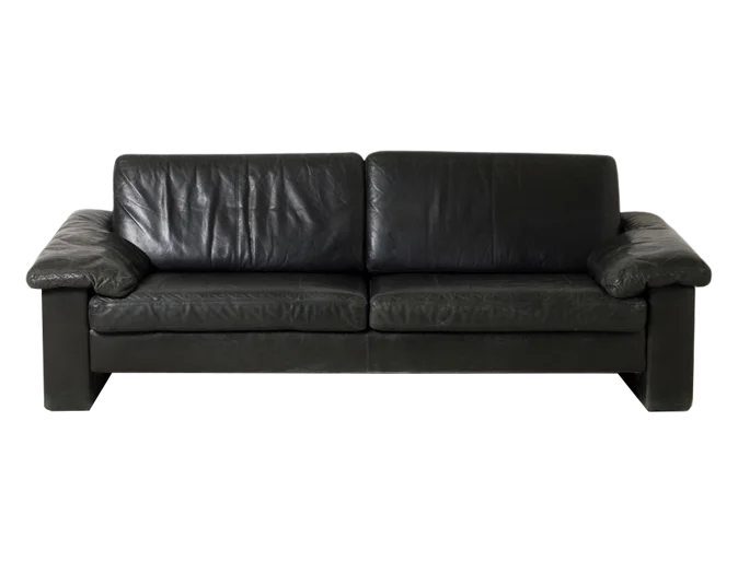 Czarna skórzana sofa Conseta, Cor, Niemcy, lata 70