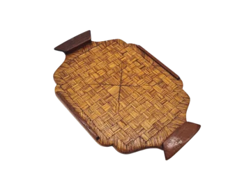 Wooden Tray with Geometric Inlays, 1950s