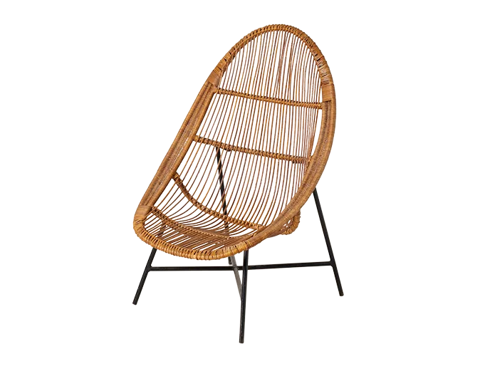 Wicker armchair, ULUV Krásná Jizba, Czechoslovakia, 1950s
