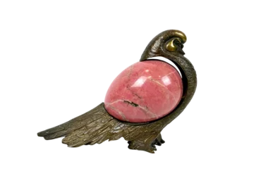 Bronze and rhodonite pigeon, designed by Eduard Nikitin, Chelyabinsk Factory of Artistic Goods, Russia, 1980s
