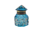 Art Deco Inkwell in Faceted Blue Glass, France, 1920s