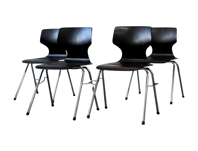 Set of 4 chairs, Pagholz, Germany, 1960s
