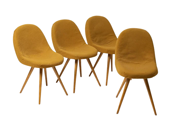 Set of 4 dining chairs, designed by František Jirák, Czechoslovakia, 1950s