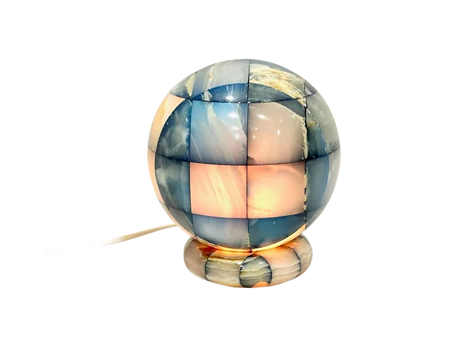 Kulista lampa z onyksu, Włochy, lata 80