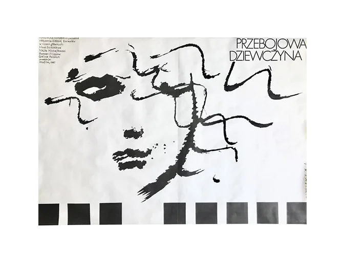 Plakat filmowy „Przebojowa dziewczyna”, proj. Mieczysław Wasilewski, Polska, lata 80