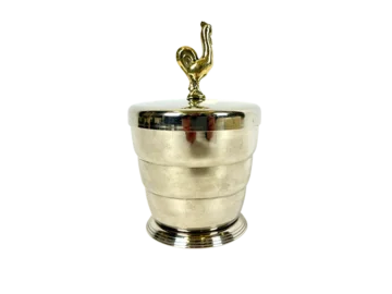 Decorative container with a cockerel, Nordisk Malm, Denmark, 1930s