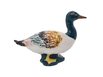 Ręcznie malowana porcelanowa figurka kaczki, lata 70