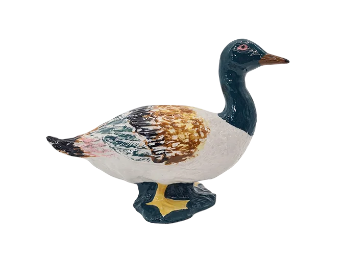 Ręcznie malowana porcelanowa figurka kaczki, lata 70