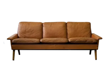Skórzana sofa trzyosobowa vintage, Dania, lata 60/70