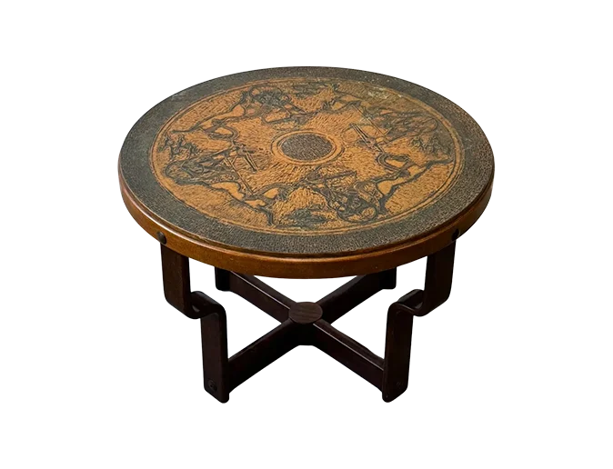 Coffee table with copper top, VAD Trevarefabrikk, Norway, 1960s