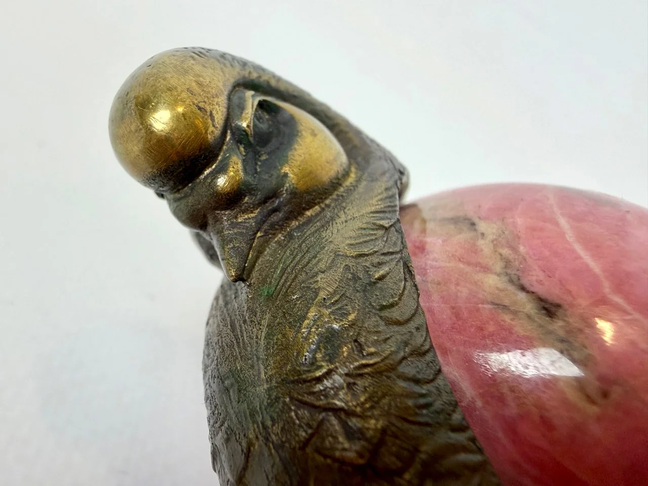 Bronze and rhodonite pigeon, designed by Eduard Nikitin, Chelyabinsk Factory of Artistic Goods, Russia, 1980s