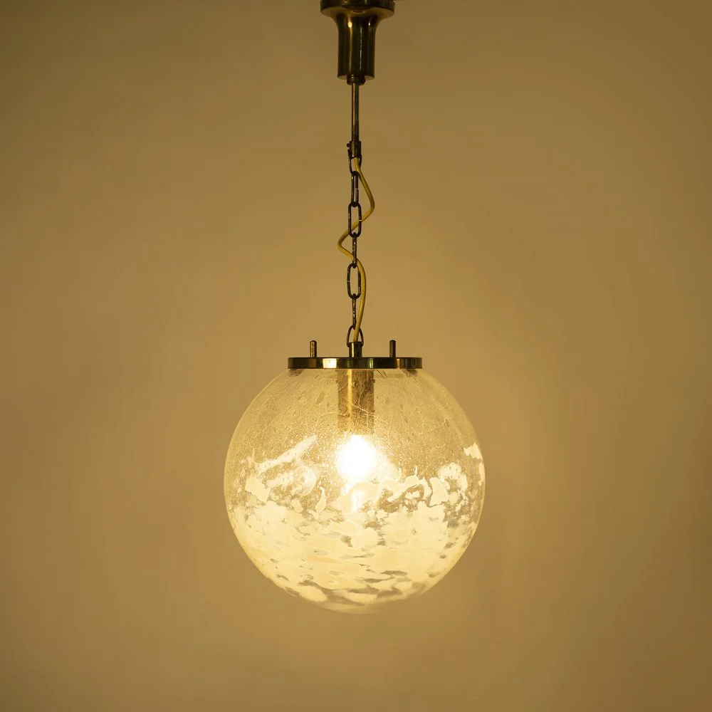 Lampa sufitowa ze szklanym kloszem, Kamenický Šenov, Czechosłowacja, lata 70