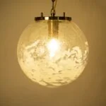 Lampa sufitowa ze szklanym kloszem, Kamenický Šenov, Czechosłowacja, lata 70