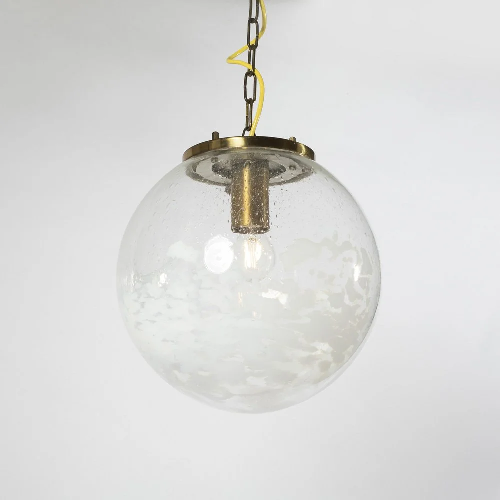 Lampa sufitowa ze szklanym kloszem, Kamenický Šenov, Czechosłowacja, lata 70