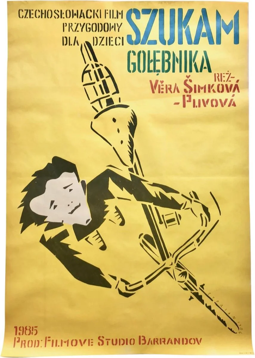 Polski plakat filmowy "Szukam gołębnika" proj. Cyprian Kościelniak, PRL, lata 80