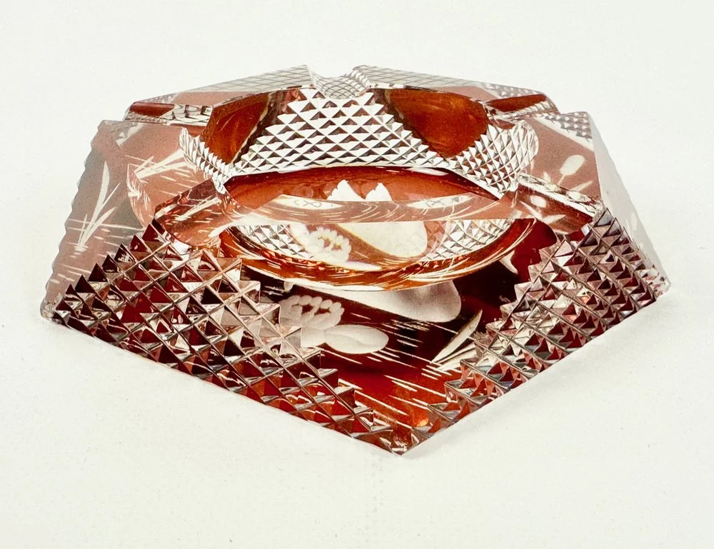 Crystal swan ashtray, Julia Glassworks, Poland, 1960s