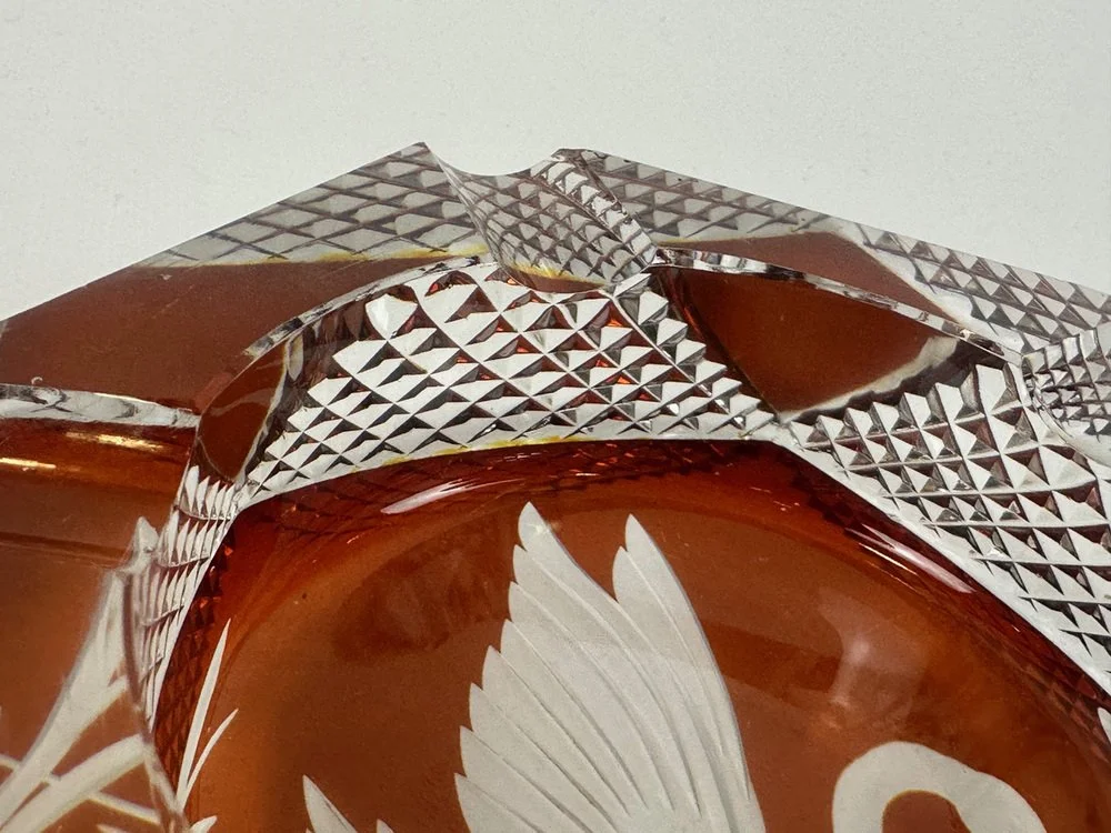 Crystal swan ashtray, Julia Glassworks, Poland, 1960s