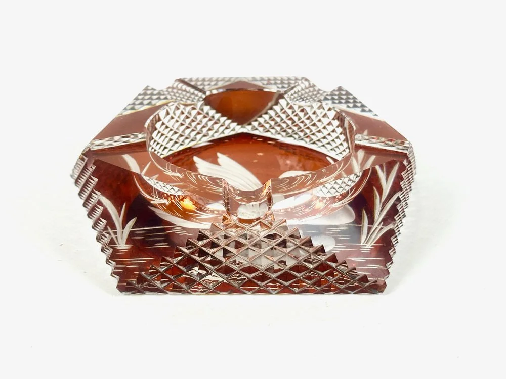 Crystal swan ashtray, Julia Glassworks, Poland, 1960s