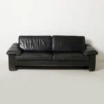 Czarna skórzana sofa Conseta, Cor, Niemcy, lata 70