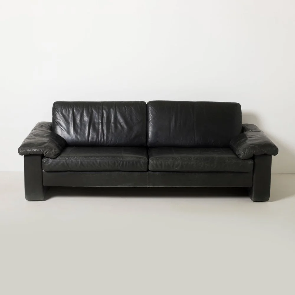 Czarna skórzana sofa Conseta, Cor, Niemcy, lata 70