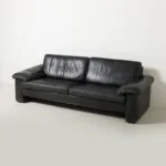 Czarna skórzana sofa Conseta, Cor, Niemcy, lata 70