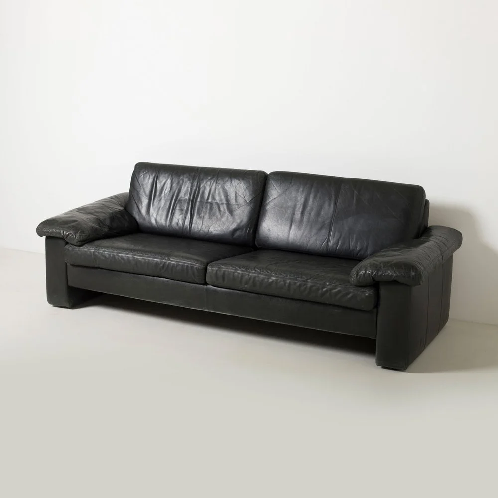 Czarna skórzana sofa Conseta, Cor, Niemcy, lata 70