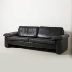 Czarna skórzana sofa Conseta, Cor, Niemcy, lata 70